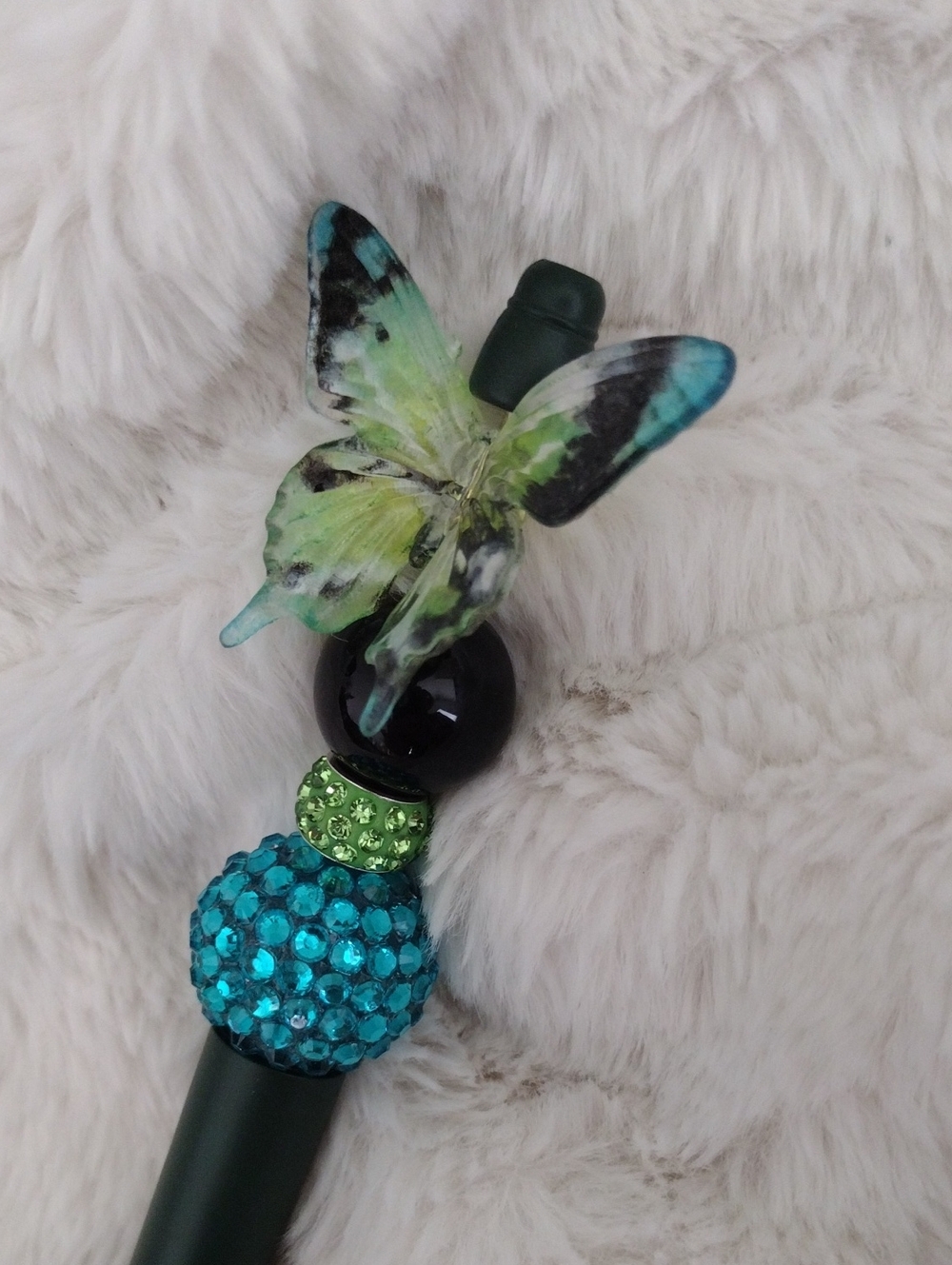 Decorative Green Butterfly Crystal Pen - Home Office - Picture 2 of 2